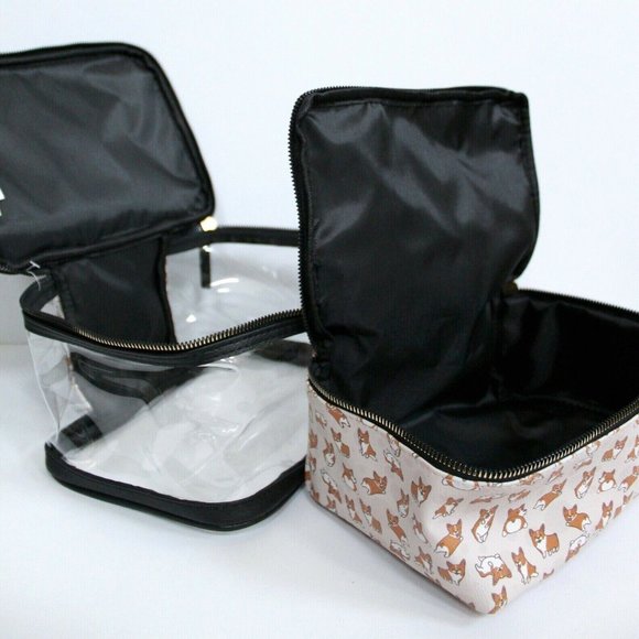Corgi 2-Pieces Makeup Bag Set Clear and Corgi Print - Picture 2 of 12